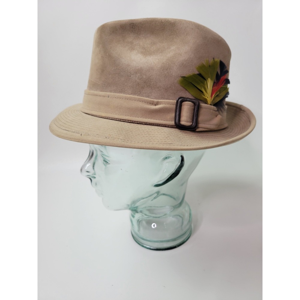 Vintage Resistol‎ Beige Tan Suede Fedora Hat Mens 7
